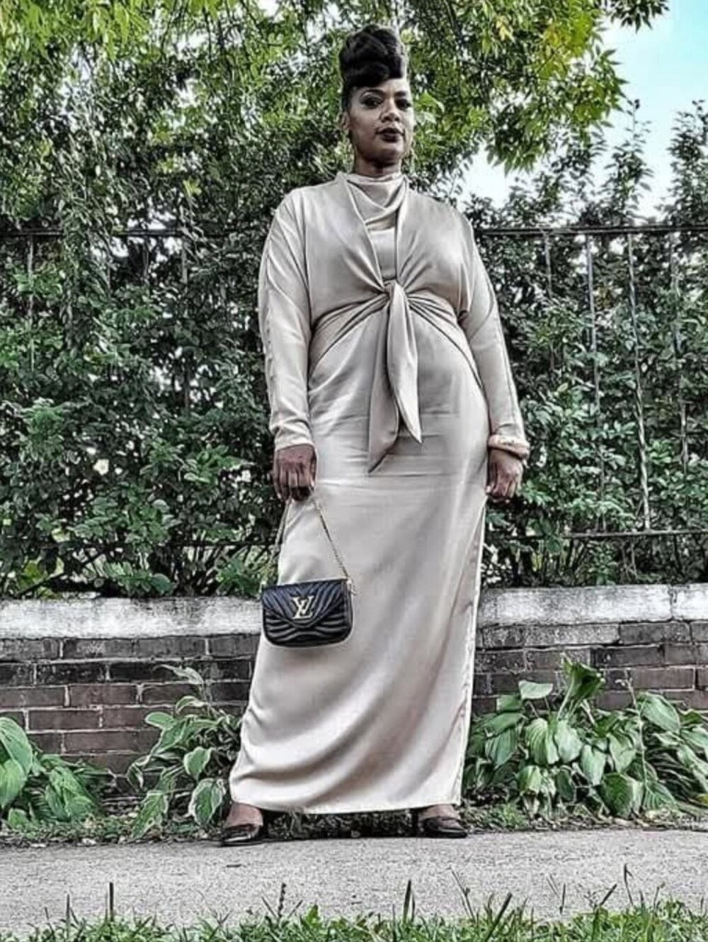 Tie-Front Maxi Skirt in Cream — Women's Elegant Long Skirt